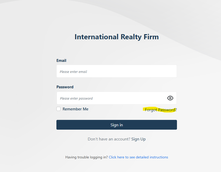 Forgot Password Screenshot