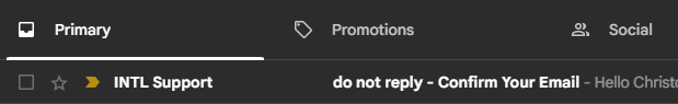 Email Confirmation Screenshot