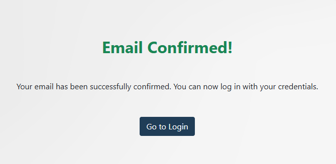 Email Confirmed Page Screenshot